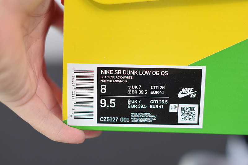 nike sb dunk low black white cz5127-001