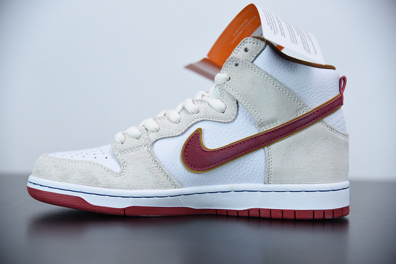 nike sb dunk high sail bright crimson cv9499-100