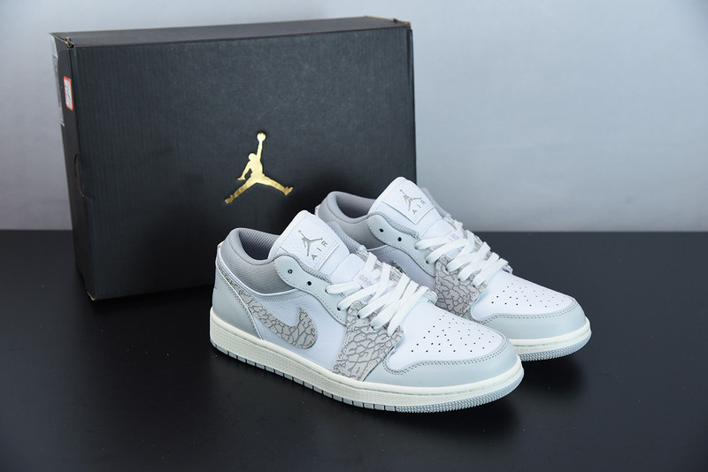 air jordan 1 low prm with grey elephant print dh4269-100