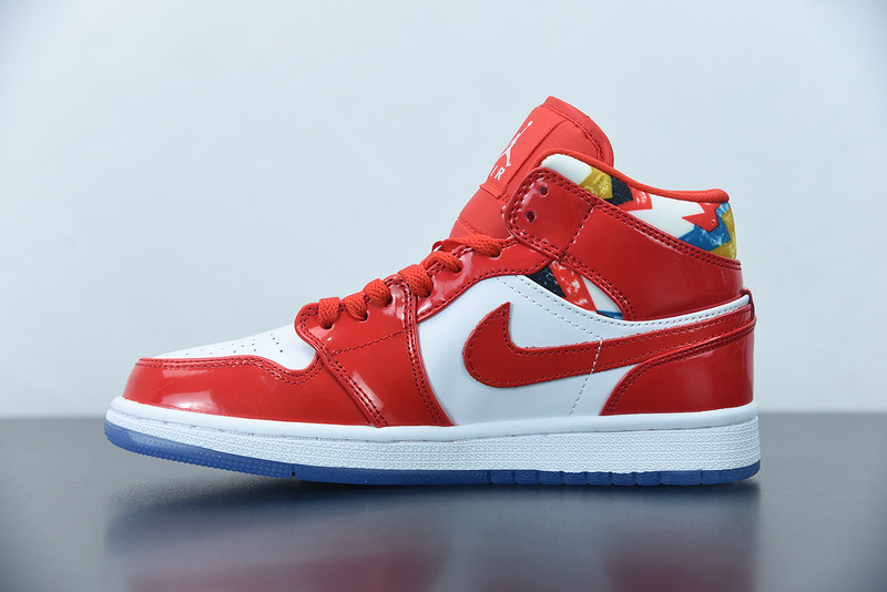 air jordan 1 mid red patent dc7294-600