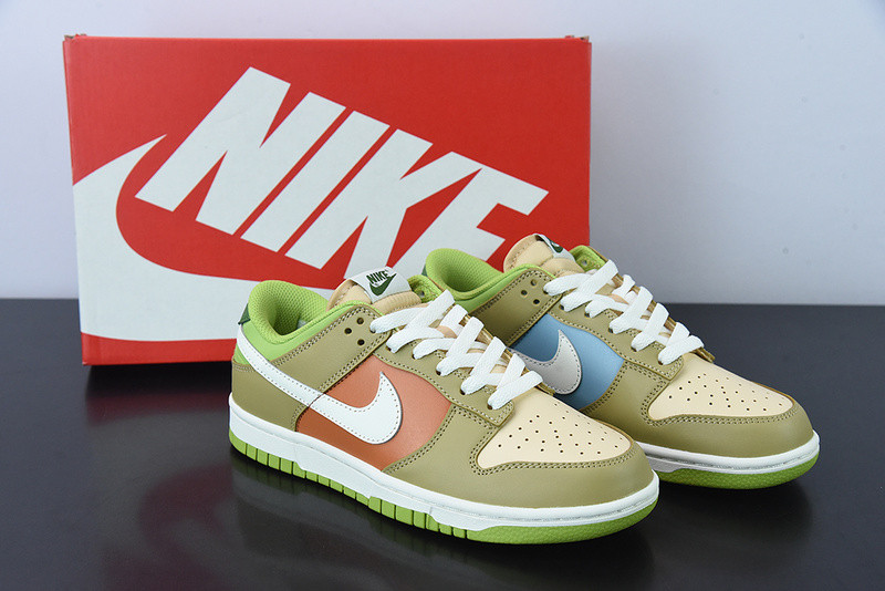 nike sb dunk low gs barley yellow sail white bright green dv9108-711
