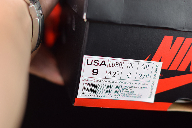 air jordan 1 retro high og "pine green" 555088-302