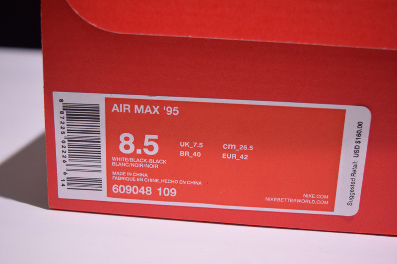 nike air max 95 white black 609048-109