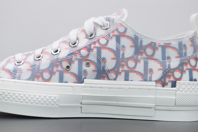 dio* b23 low-top sneaker in blue & red oblique