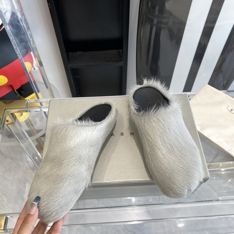 marni calf hair slippers